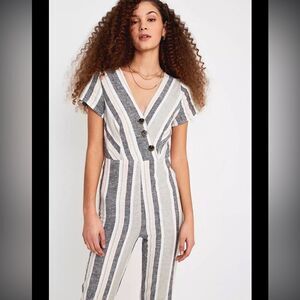 Urban Outfitters Linen Blend Striped Pants Jumpsuit Small